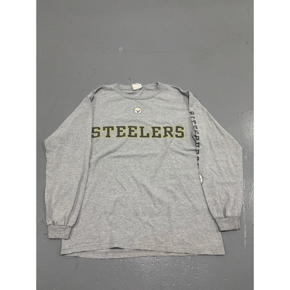 Pittsburgh Steelers Shirt Large Giant Tag Black Y2K NFL‎ Football Logo